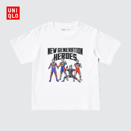 Uniqlo children's clothing boys and girls UT ULTRAMAN Ultra hero printed short-sleeved T-shirt 475448 00 white 110