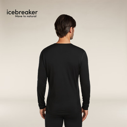 Icebreaker Shan Yichun's same style 100% Merino wool men's and women's 200Oasis outdoor mountaineering and running functional underwear pure black-top-boys M