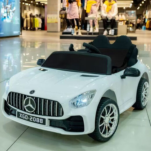 GUYN children's electric car, four-wheeled car, can seat people, can be controlled by remote control and can drive itself, men and women, baby toys, charging stroller, luxury red, remote control + self-driving + early education + Bluetooth music