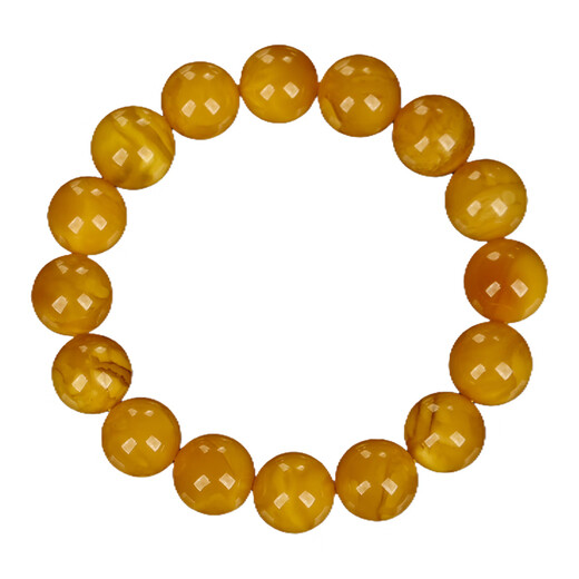 OUCERNY beeswax bracelet collection full of honey chicken oil yellow amber presbyopia wax round beads beads bracelet Russian material for men and women 12-13mm