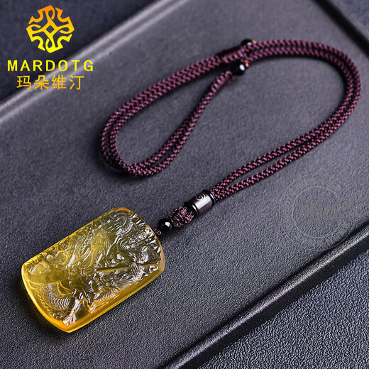 MARDOTG citrine pendant Guan Gong men's necklace Wu Wealth God Guan Yu amulet animal year pendant