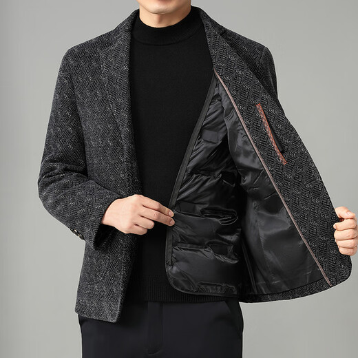 MAGIOPY luxury high-end brand men's wear removable down liner men's suit winter wear new middle-aged business casual suit black 2XL 185