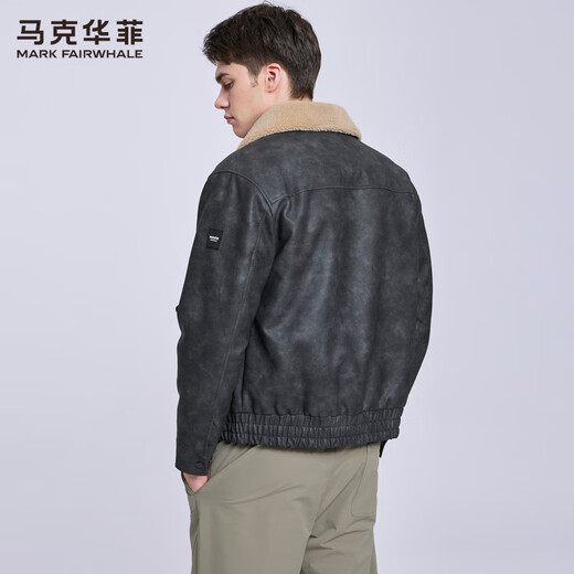 Mark Huafei American Retro Heavy PU Leather Jacket Men's 2025 Autumn and Winter New Warm Thickened Imitation Lamb Wool Jacket 1506 Black 001 M 170