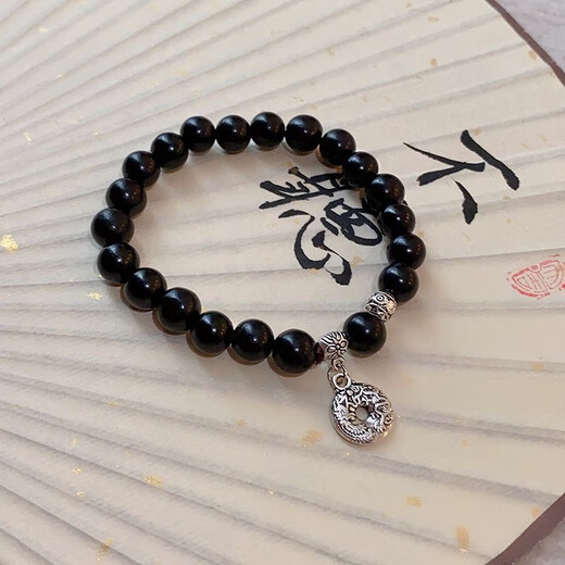 Black beaded bracelet bracelet set for girls 2024 new retro Zen couple best friend bracelet hand jewelry M634 Zen peace buckle black bead bracelet