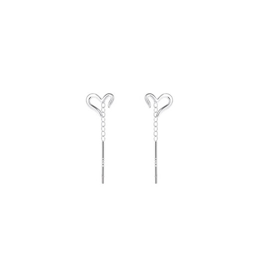 Mansheng pure 999 pure silver line love ear wire women's ear piercing sleep-free niche earrings 2025 new earrings one pair