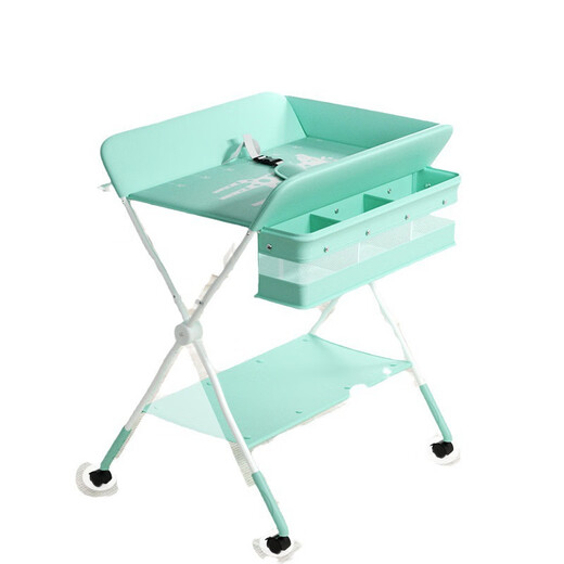 KTA changing table foldable simple baby metal crib baby changing table newborn touch table reinforced frame - gray mobile model + clothes drying rod + three-piece set