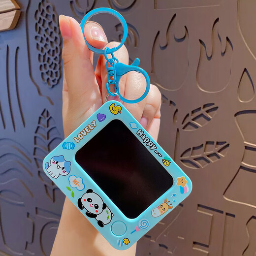 Early education educational handheld mini electronic game console toy, nostalgic classic computer tic-tac-toe game, LCD handwriting board, creative gift keychain pendant, mini handwriting board keychain (one random color)
