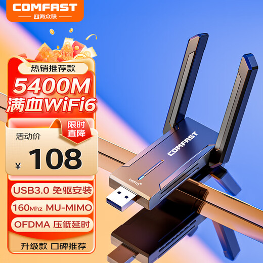 Беспроводная сетевая карта COMFAST, USB-гигабитный двухдиапазонный WiFi6, класс киберспорта ax3000, настольный Wi-Fi-приемник, настольный ноутбук, внешняя сетевая карта, приемный передатчик, сетевая карта с двойной антенной AX5400