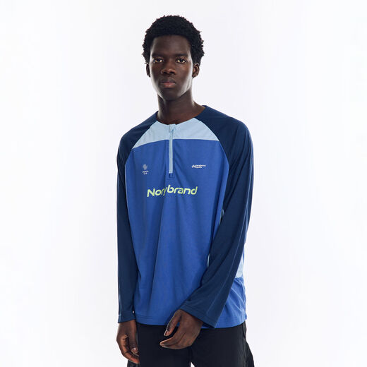 Outdoor sports cycling clothing thin sun protection half-zip contrasting stitching casual long-sleeved T-shirt gray green blue XS XS in stock