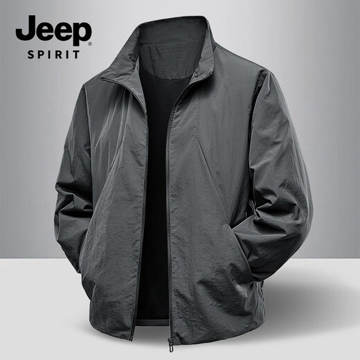 JEEP SPIRIT Light Business Jacket 2025 Autumn New Wear-resistant Casual Versatile Stand Collar Jacket 8988 Black XL