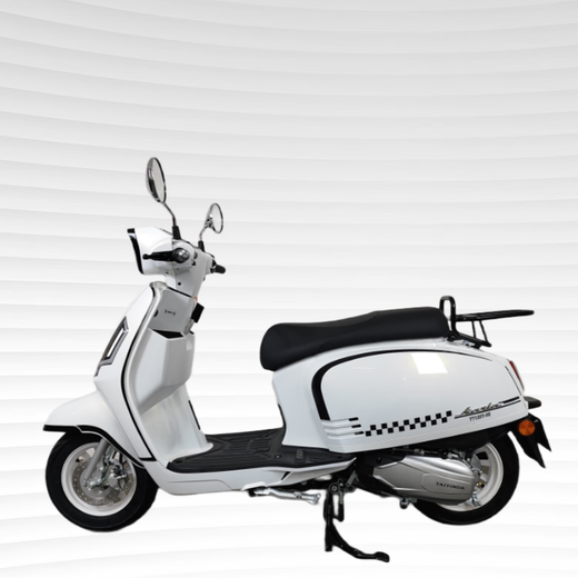 Boundary-breaking Kara commemorative high-end 2025 fuel scooter with front and rear disc brakes Glacier White ABS Supreme Edition