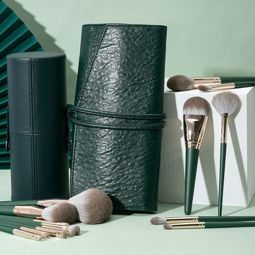 14-piece Green Cloud Makeup Brush Set Super Soft Powder Brush Eyeshadow Blush Brush Cangzhou Beauty Tools Complete Set of Brushes Green Cloud 14-Piece + Brush Bucket 14-Piece