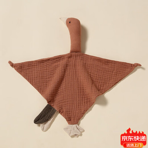 Jingmengyuan crumpled cloth comfort napkin baby can bite the doll sleep baby to sleep pure cotton gauze little swan hand puppet green cherry (goose) 1 pack