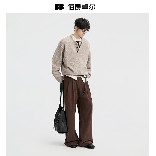 Piaget Zall Wool Henry Collar Pullover Sweater Men's 2025 Autumn and Winter New Commuting Sweater Men Y541511 Coco Brown L