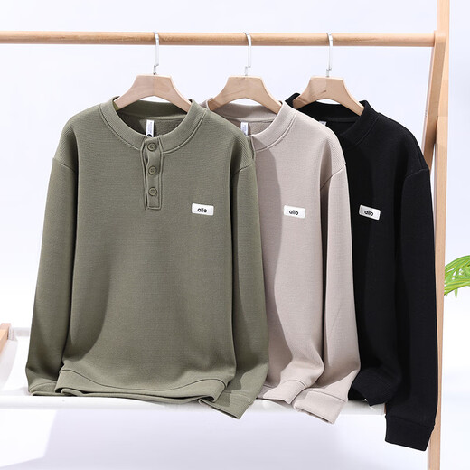 Pierre Cardin sweater men's solid color bottoming sweater Henry collar loose winter thickened warm youth 2025 new sweater off-white M