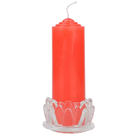 Yusenyi tasteless smoke-free holiday candle for blackout lighting for Buddha yellow thick cylinder burning red and white long-lasting flame-resistant family 6 red diameter 4.2 long 13cm