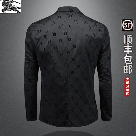 B PRORSUM Burberry European Station Spring and Autumn Youth Thin Section Autumn Long Sleeve Large Size Men's Popular Handsome Suit Men's Fashion Black M