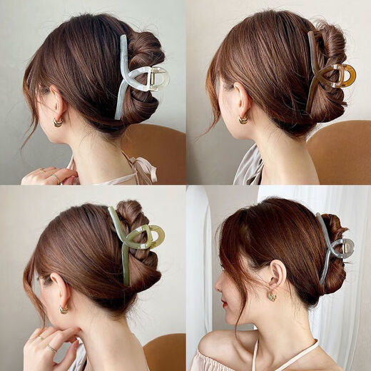 Jelly Color 11CM Cross Clip Temperament Hair Clip Simple Shark Clip Bath Hair Clip Headwear Women Jelly Coffee 11CM