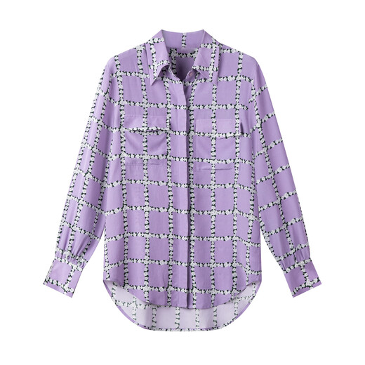 Yanyu purple French petty bourgeoisie shirt for women 2025 new autumn and winter light luxury age-reducing long-sleeved unique plaid top Zihua S