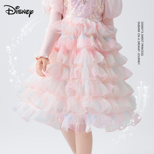 Disney (Disney) Children's Girls Dress Girls Autumn and Winter Skirt Knitted Gradient Princess Dress TD3EQ004 Sakura Pink 140