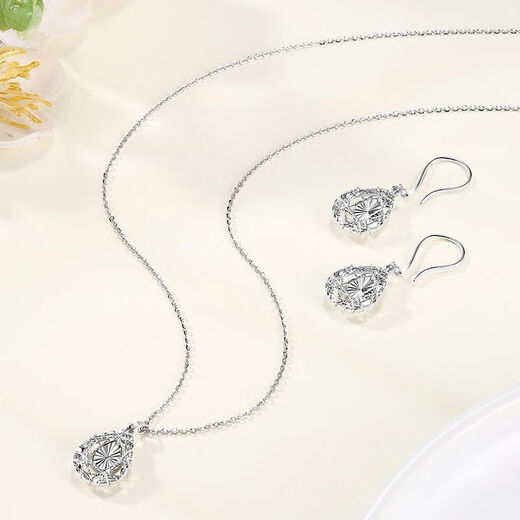Wanfulong 2025 new genuine pt950 platinum ear hooks hollow filigree water drop platinum earrings as a birthday gift for your girlfriend Platinum 950 earrings hollow filigree water drop platinum ear hooks 4.37g