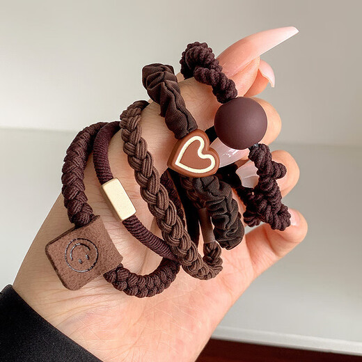 Ye Feili 5-piece Korean style rubber band headband, elegant simple hair accessories for women, high ponytail hair rope, high elasticity and high-end sense headband.