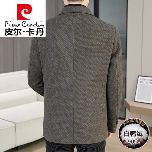 Pierre Cardin 2025 Autumn and Winter New Down Jacket Woolen Suit Men's Thick Warm Duck Down Suit Men's Jacket Black 3XL 165-180Jin Jin equals 0.5 kg