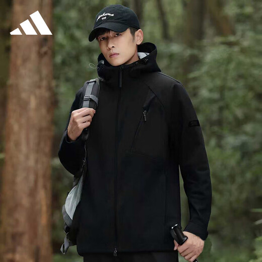 Adidas men's and women's same sports mountaineering fashion trend outdoor soft shell sports jacket black XL