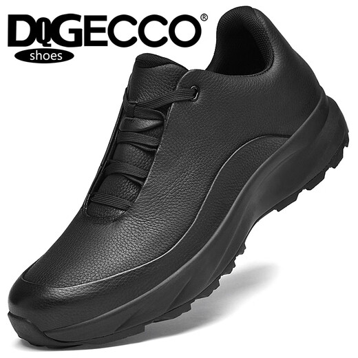 Aibotron DQG ECCO men's shoes spring and autumn breathable casual sports shoes 15th anniversary thick-soled cushioning lightweight soft-soled business leather shoes 1977 black 40