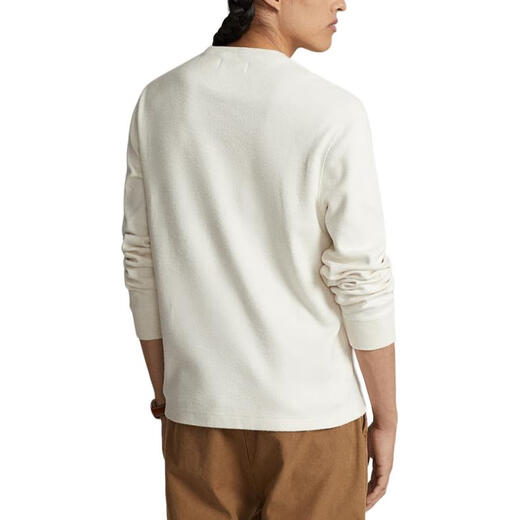 Polo Ralph Lauren SS24 Henley collar casual long-sleeved sweater men's cream retro cream S