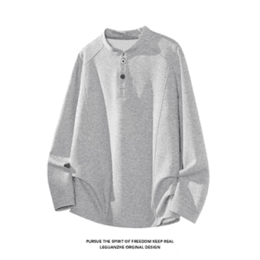 American Henry Collar Sweatshirt Men's Winter Trendy Brand Heavy 380g Casual Loose High Street Polo Shirt Men's White XL