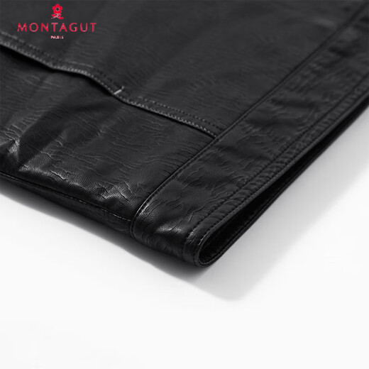 Montagut gift box, wear-resistant & cold-proof, leather jacket, men's autumn and winter new style, lapel crisp jacket, black 2XL /54