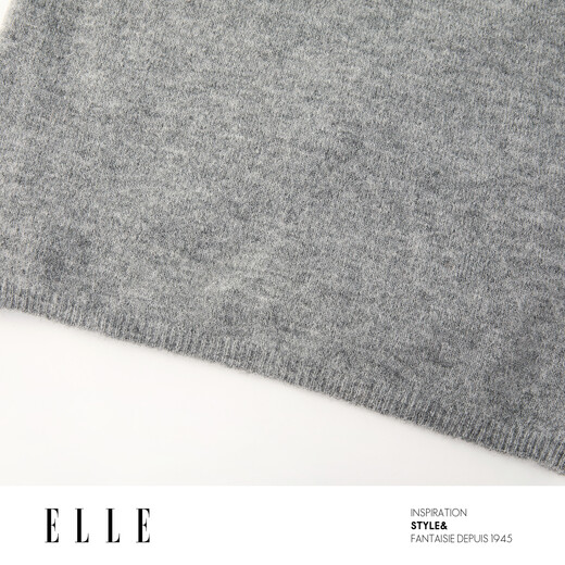 ELLE French Sheep Alpaca Gray Sweater Women's 2025 Winter New High Neck Design Knitted Sweater Light Gray S