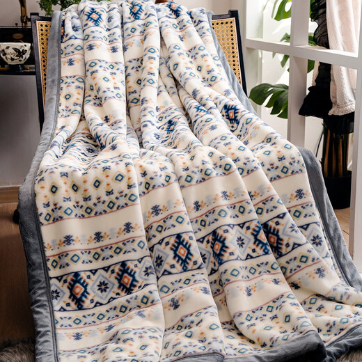 Enxing thickened raschel blanket quilt winter coral flannel office nap shawl throw blanket children's sofa blanket Northern Dream upgraded encryption flocking thermal storage and warmth 200x230cm double-sided velvet raschel blanket