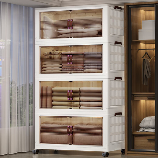 Nafenai Folding Storage Cabinet Thickened Living Room Snack Storage Cabinet Bedroom Bedside Storage Cabinet Clothing Organizing Box Baby Wardrobe 50 Sides Wide Internet Popular Gray Translucent 5-Layer Value Recommendation Hot-Selling