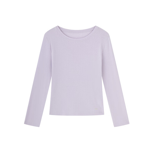 Yottoy Tencel linen long-sleeved yoga wear top sports cover-up Pilates fitness loose T-shirt soft gauze purple L