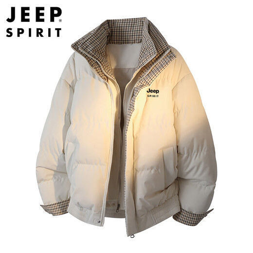 JEEP SPIRIT Jeep cotton jacket for men and women, men's jacket, winter stand-up collar cotton jacket, thickened fake two-piece cold-proof and warm bread jacket