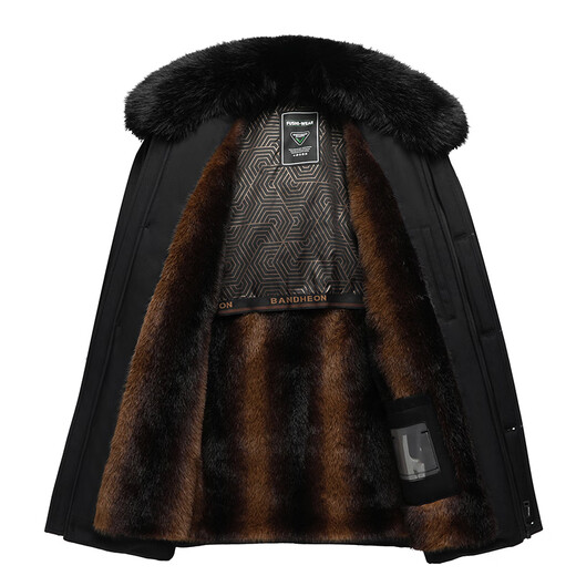 Woodpecker (TUCANO) cotton-padded jacket for men 2025 winter new style men's detachable large fur collar Northeastern cotton-padded jacket thick coat dad cold-proof fleece jacket navy blue plus velvet thickening XL