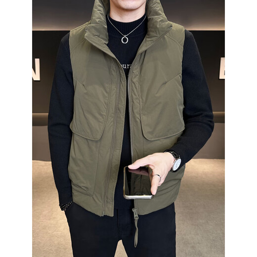 Semir men's stand-up collar down vest winter fashion trend vest American work vest outer wear versatile warm clothes black L 120-135Jin Jin equals 0.5 kg