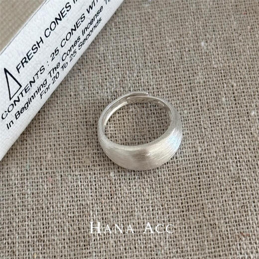 Shantou Lincun HANA all-in-one s925 silver frosted brushed ring ins Korean chubby ring opening adjustable and versatile A76 frosted brushed ring in stock