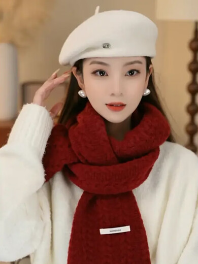 Xiaohongshu's popular 2024 new autumn and winter warm and elegant fashionable little painter's hat beret Ancora red woolen beret one size