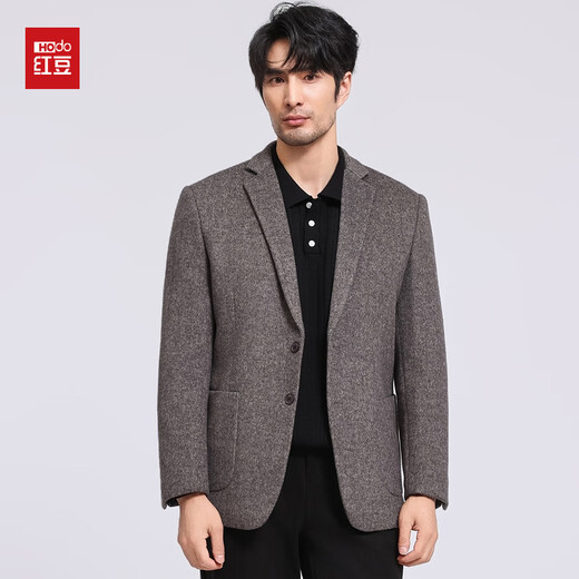 Red bean casual wool single suit men's jacket spring and autumn business Korean style suit men's single suit top burgundy 4XL 195
