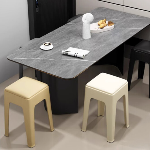 Fantasy Home Dining Chair Dining Table Chair Light Luxury High-end Tea Chair Plastic Chair Dressing Stool Leisure Chair Mahjong Backrest Slowness-Six Packs-European Soft Bag Style Thick Stool Legs Export Quality