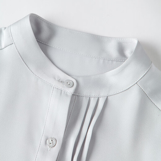 Late White New Product French Satin Versatile Shirt Women's 2025 Temperament Shirt Versatile Top Silver Gray XL