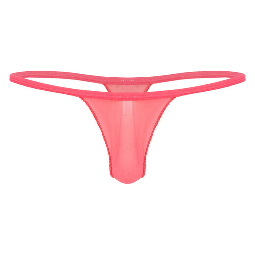 Men's thong sexy underwear high elastic thin mesh soft transparent breathable sexy seamless men's T-pants with thin straps white S