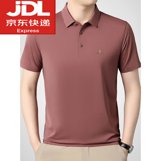 BIEMLFDLKK BG ice silk seamless short-sleeved t-shirt for middle-aged and elderly men, loose business casual lapel polo shirt, same style, white gray L 170 120-135Jin Jin equals 0.5 kg