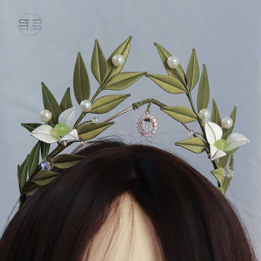 Yingtang flower laurel wreath diy material bag handmade hair accessories laurel olive leaves headband crown forest princess hair accessories laurel olive diy homemade material bag