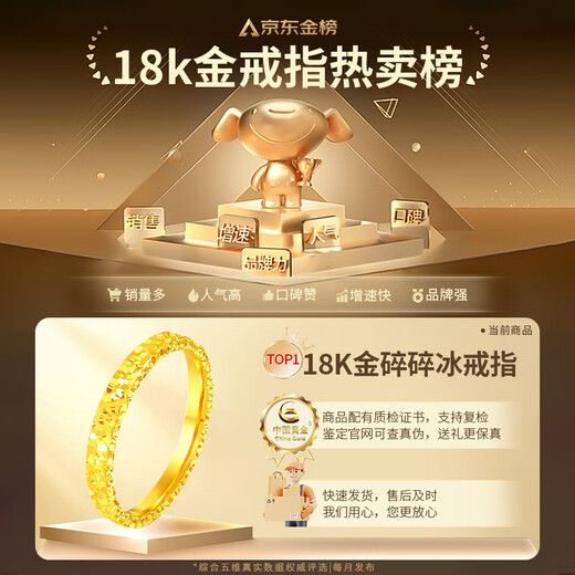 CHINA GOLD 18K gold crushed ice ring for women 2025 new style versatile simple Valentine's Day birthday gift for girlfriend and wife classic 18K crushed ice ring about 0.25g No. 14
