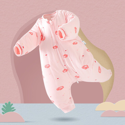 Tongtai Beikang Tongtai baby quilted thermal sleeping bag autumn and winter pure cotton anti-kicking quilt for children sleeping with legs apart, pink 78x48cm