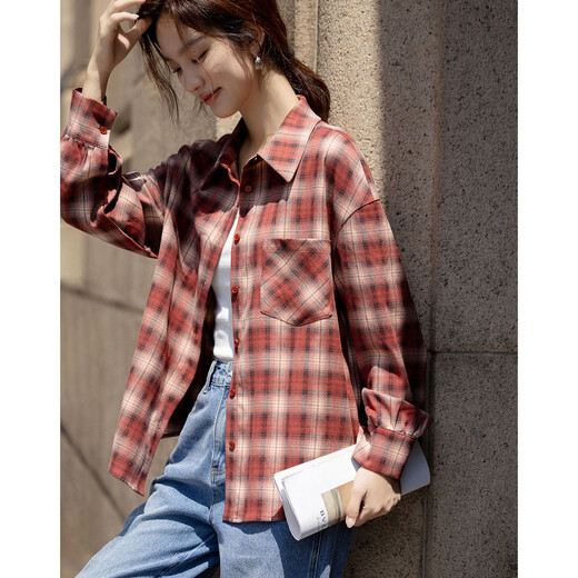 Demana Light Retro College Autumn Commuting Plaid Shirt Loose Meaty Small Temperament Shirt Women's Top
